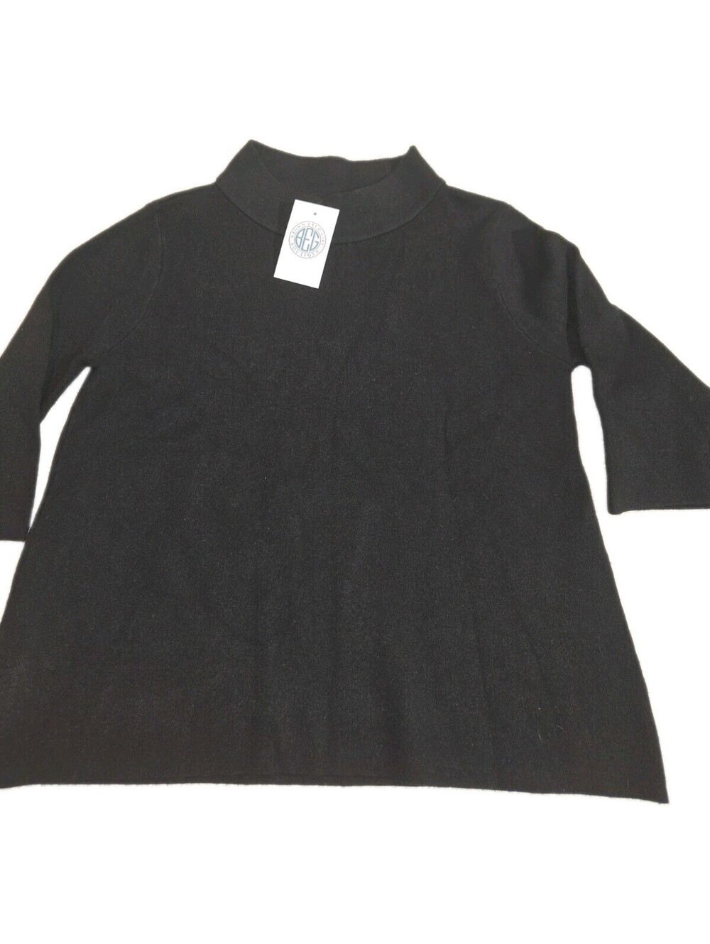 Fate NWT Black Mock Neck Pullover Sweater 3/4 Sleeve Sz S Viscose Blend Basic